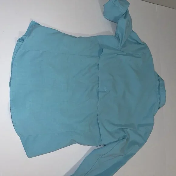 Columbia Shirt Women Small Blue Button Up Fish Angler Vented Long Sleeve PFG - Picture 8 of 12